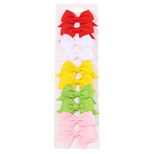 10Pcs/Set New Cute Solid Ribbon Bowknot Hair Clips for Baby Girls