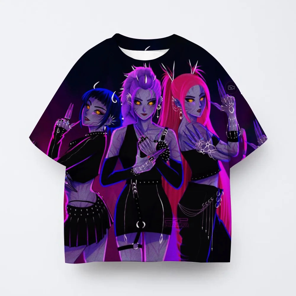 Toddler Girl Clothes Kpop Demon Hunters Cartoon Tee Shirt Funny Gift for Fans Harajuku Cool Kids T-shirts Cotton Summer Tops