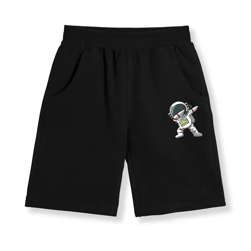 Teen Boys School Sports Shorts Astronaut Cartoon Short Pants Children Summer Cotton Sweatpants Loose Clothes 3-14T