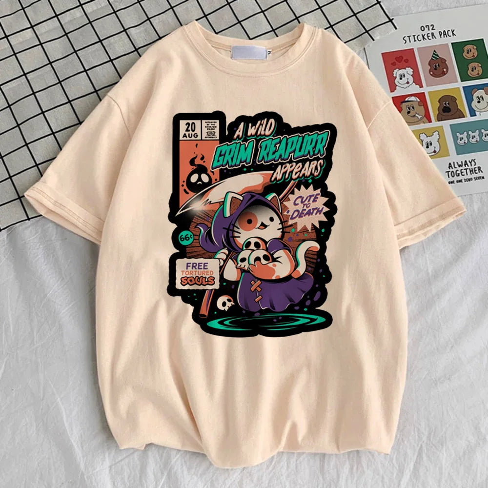 Funny Cat t shirt teen 2000s Retro Punk Pastel hip hop anime tshirt aesthetic Graphic anime harajuku korean clothes hip hop