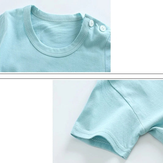 1-6 Years Kids Summer Tees+Stripe Shorts 2-piece Clothes Set Pajama Cotton Underwear Cartoon Zebra Dinosaur Print Sleepwear Suit