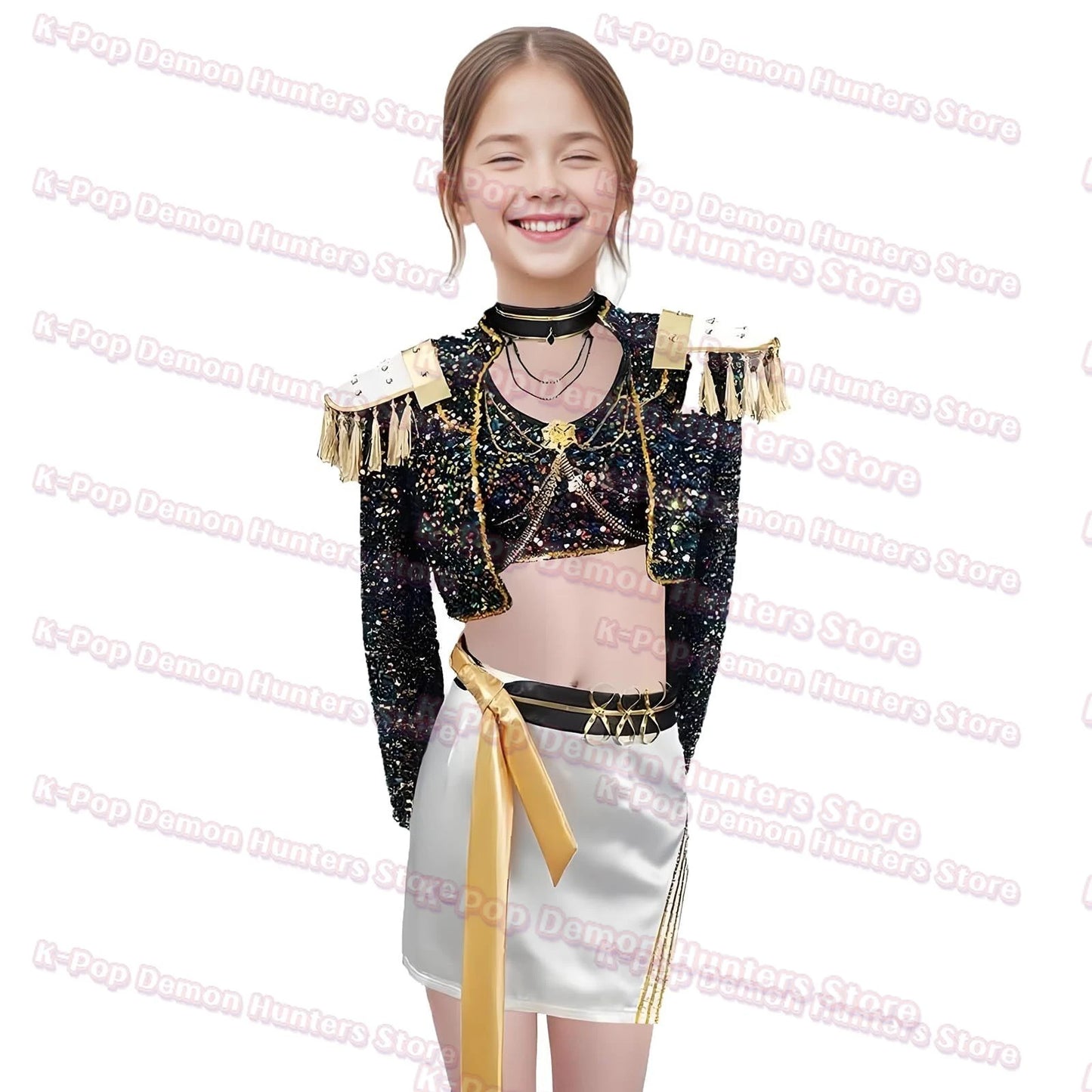 Huntrix K-Pop Mira Rumi Zoey Demon Hunters 2 Style Black White Outfit Kids Stage Cosplay Clothes Costume Halloween Girl Group