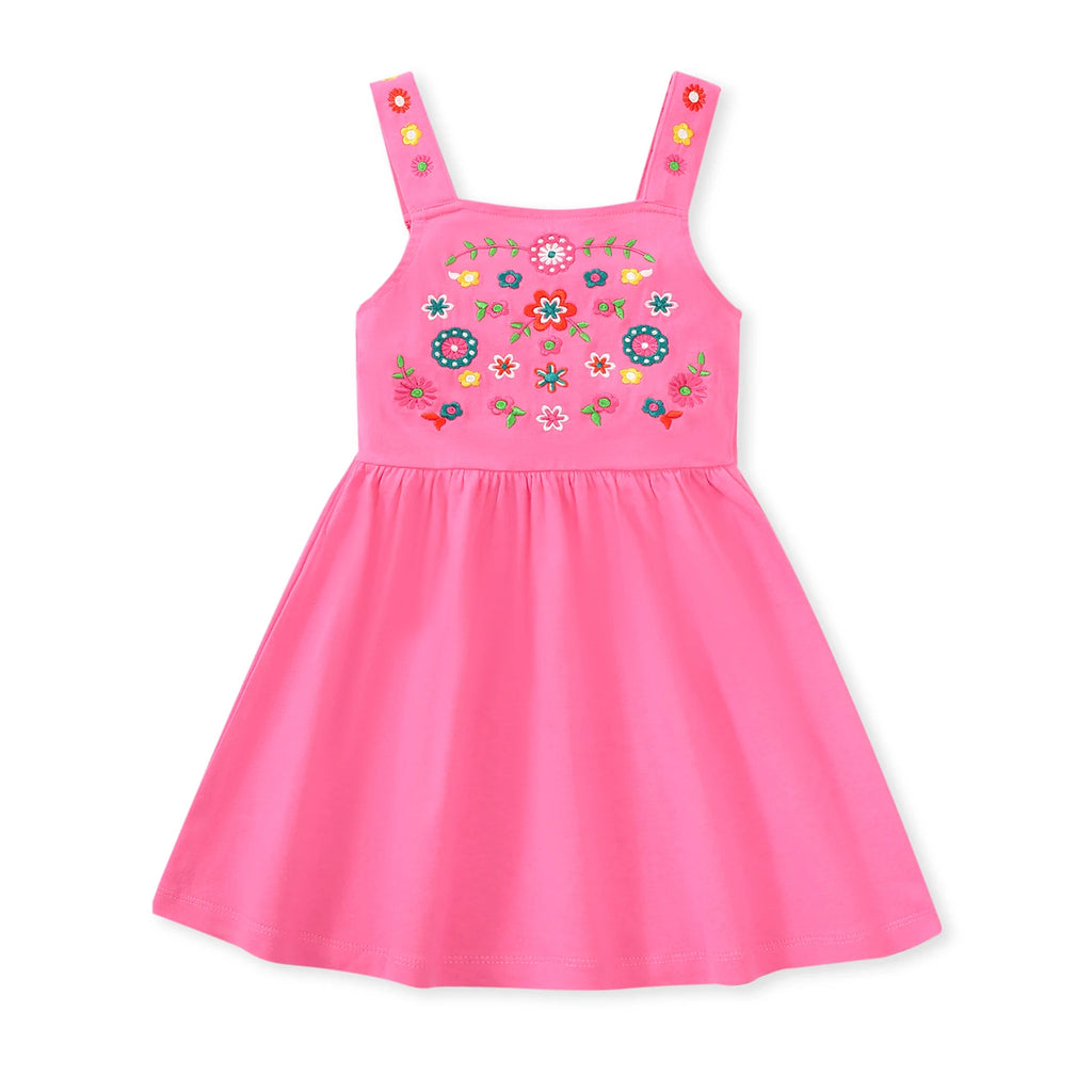 Little maven Summer Dress Toddler Baby Girls Clothes Cotton Purple Embroidery Flowers Sleeveless Dress Children's Clothing