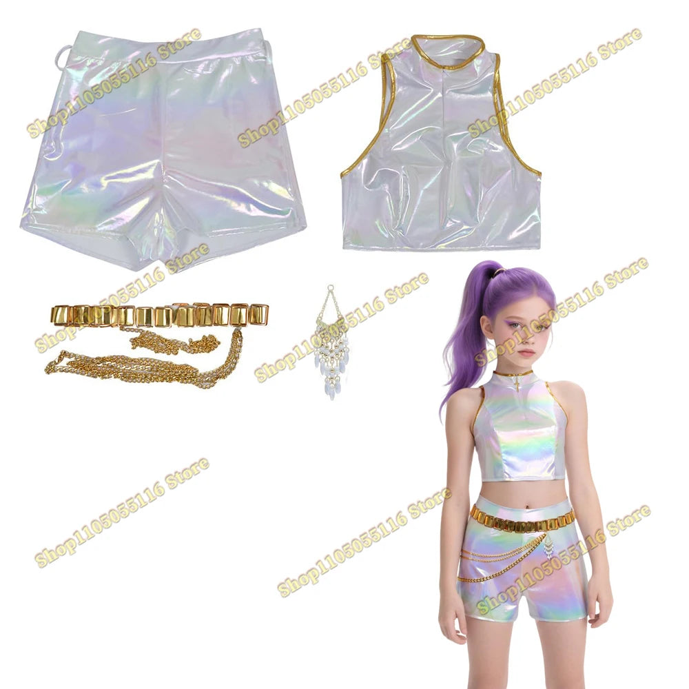 Huntrix K-Pop Mira Rumi Zoey Demon Hunters 2 Style Black White Outfit Kids Stage Cosplay Clothes Costume Halloween Girl Group