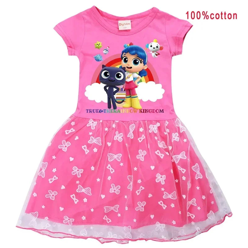Cosplay True And The Rainbow Kingdom Clothes For Baby Girls Summer Short Sleeve Dresses Kids Cartoon Dress Children Cartoo Anime