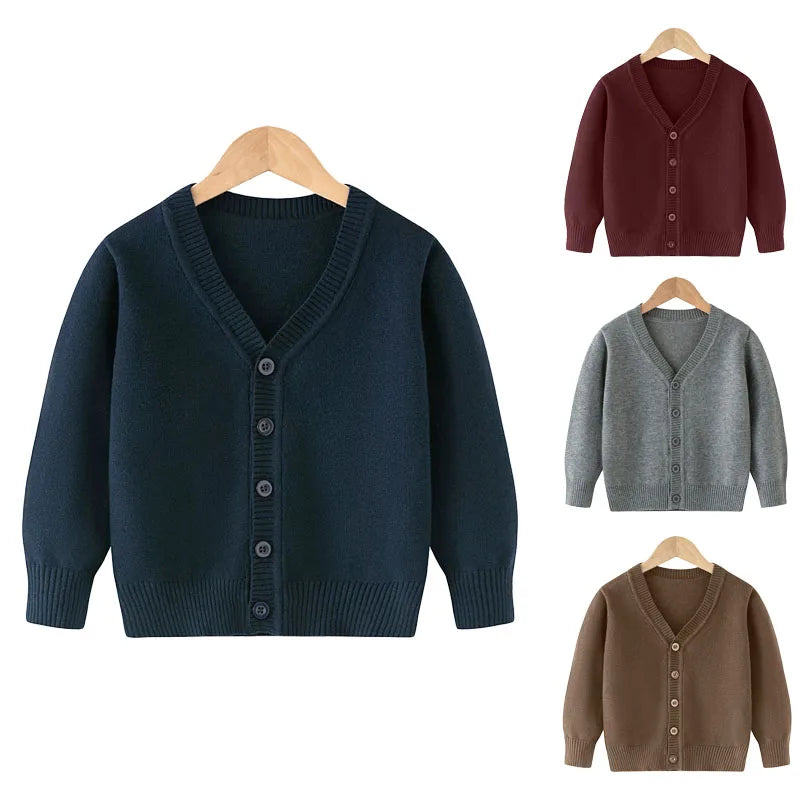 Winter Boys Knitted Sweaters Big Kids Clothes 2024 Autumn Children Cotton Pullover Teen Solid Knitwear Coats 2-12 Years