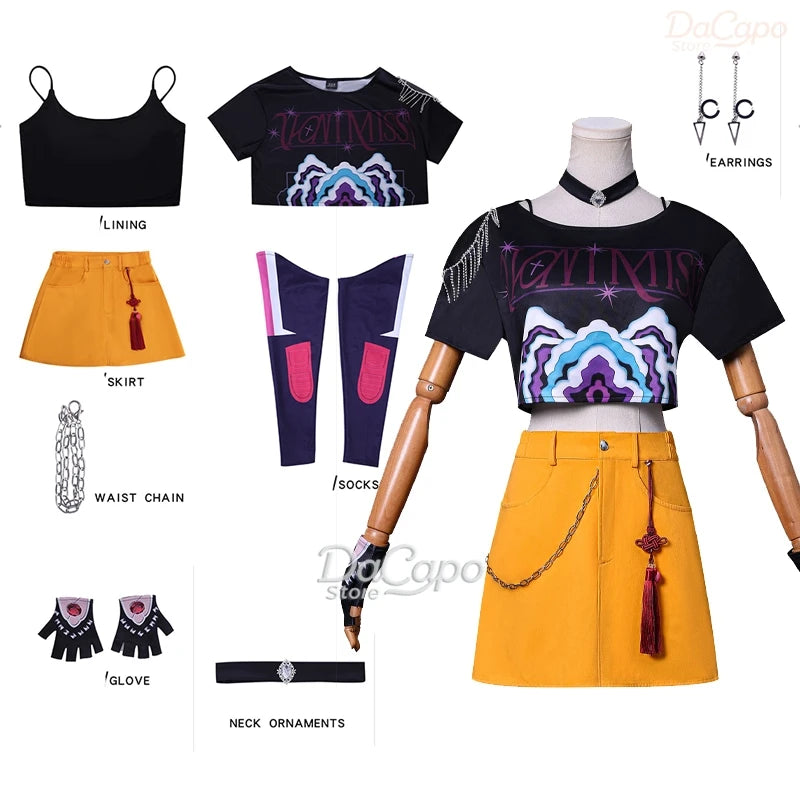 K-Pop Rumi Zoey Cosplay Costume Wig Demon Hunters Huntrix Clothes Halloween Girls Group Idol Roleplay Outfit Women Kids Size