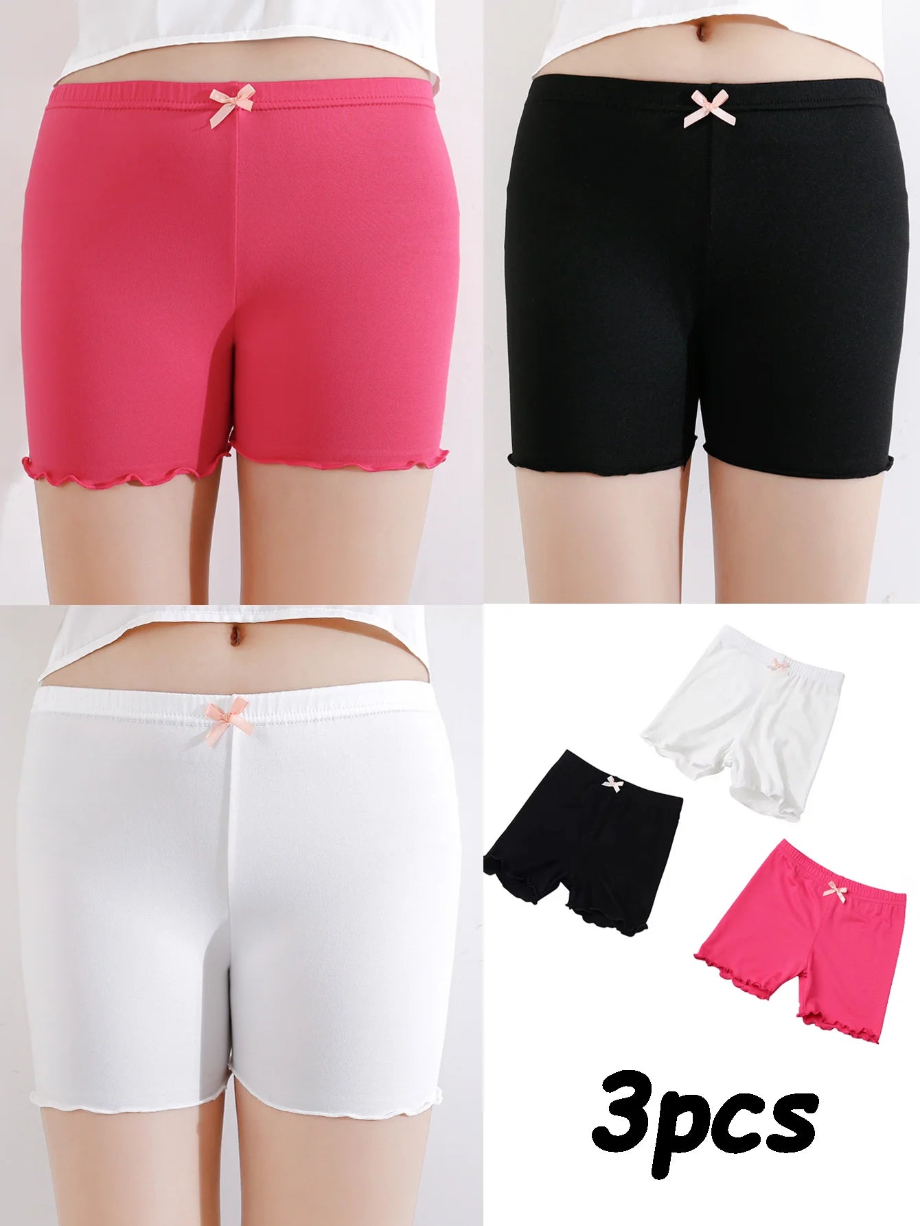3 Pcs/Pack Summer Girls Shorts Kids Safety Pants Adorable Underwear Clothes Children Cute Bow Short Underpants for Young Girls