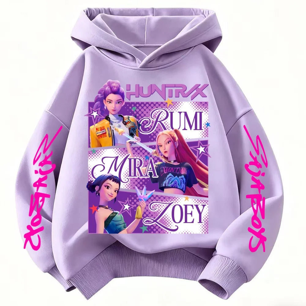 KPop Demon Hunters Huntrix Hoodie Kids Clothes Princess Girls Clothing Fashion Boys Clothes Spring Autumn Sweatshirt Child Tops