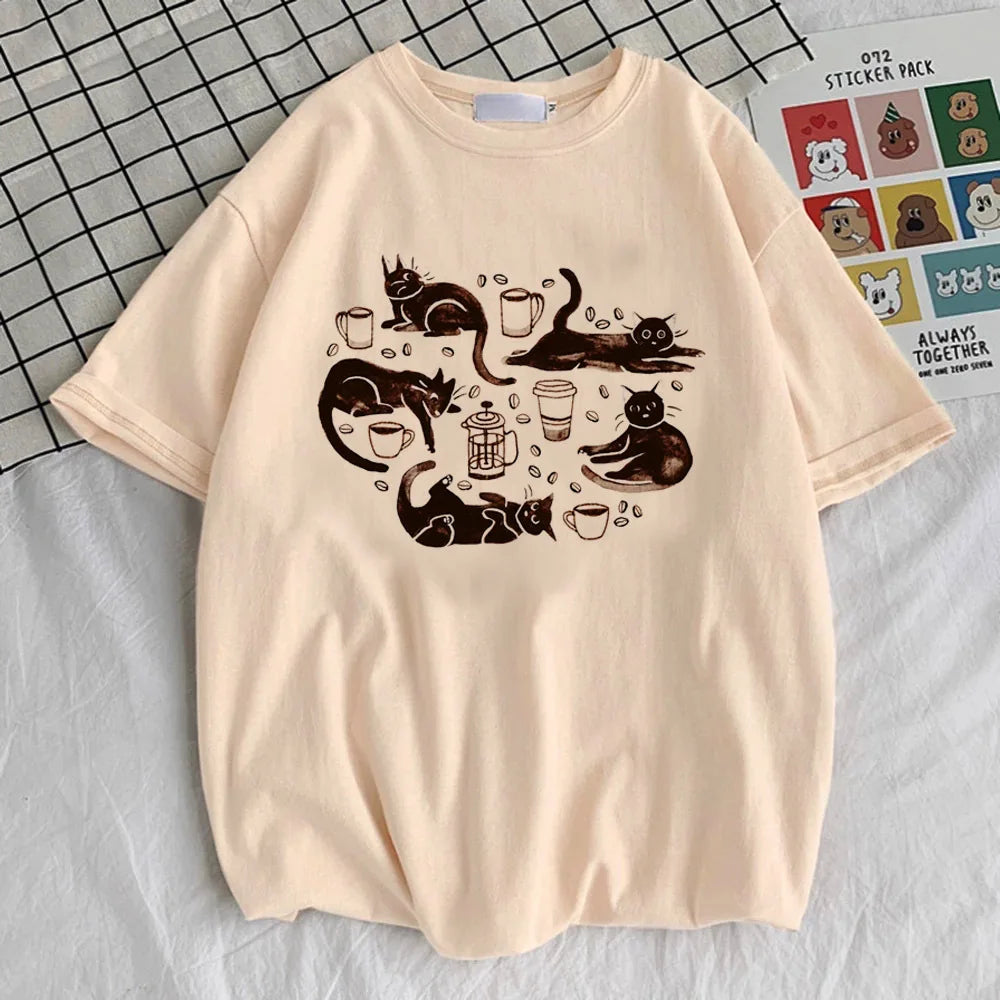 Funny Cat t shirt teen 2000s Retro Punk Pastel hip hop anime tshirt aesthetic Graphic anime harajuku korean clothes hip hop