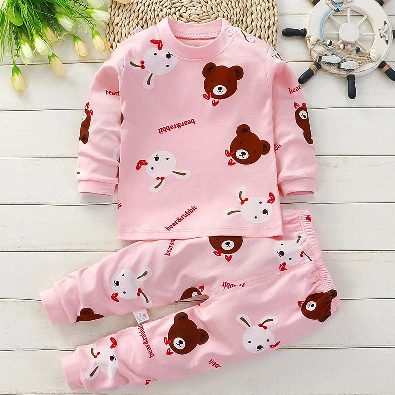 Kids Clothes Children Sets Children's Clothing Boys Girls CottonAutumn winter Clothing Pants Sleepwear Underwear Christmas Gift