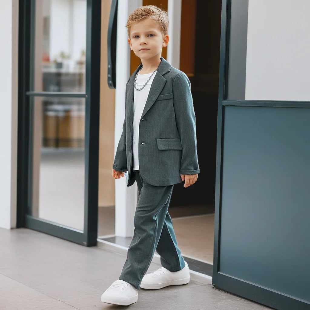 Suits for Boys Spring Autumn Long Sleeve Casual Blazer Jacket Trouser 2pcs School Uniform Teen Kids Clothes Set Children Cosutme