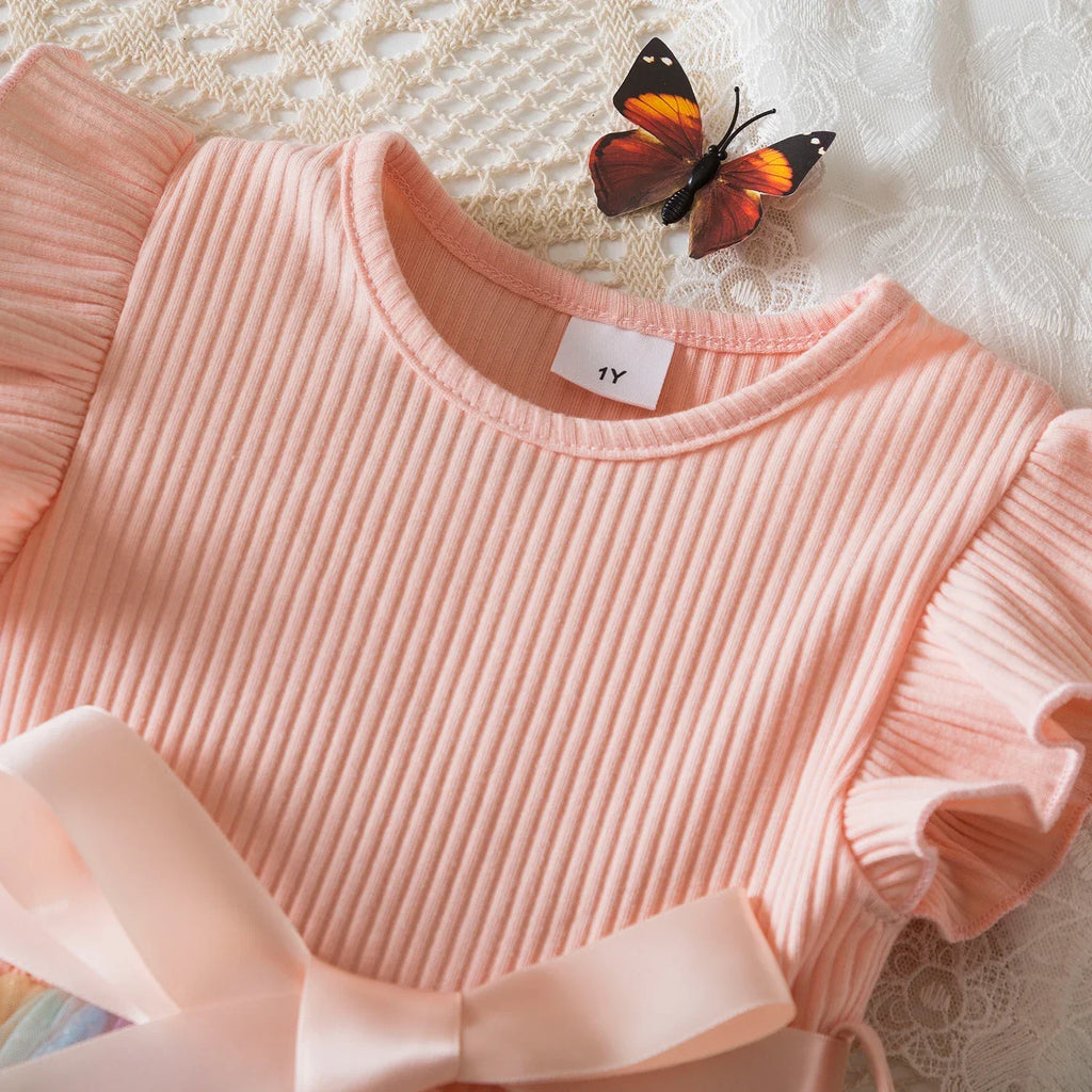 New Girls Dress for Sequins Birthday 1-5Y Toddler Girls Rainbow Tulle Dress Sweet Kids Princess Dress for Girls 2025 Summer Wear