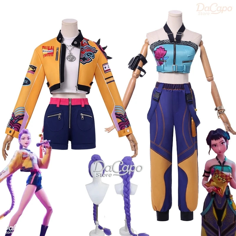 K-Pop Rumi Zoey Cosplay Costume Wig Demon Hunters Huntrix Clothes Halloween Girls Group Idol Roleplay Outfit Women Kids Size