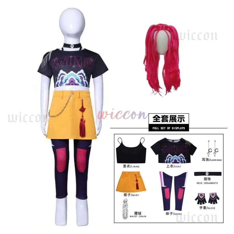 Kids Kpop Demon Hunter Cosplay Mira Rumi Zoey Full Set Halloween Stage Dance Clothes