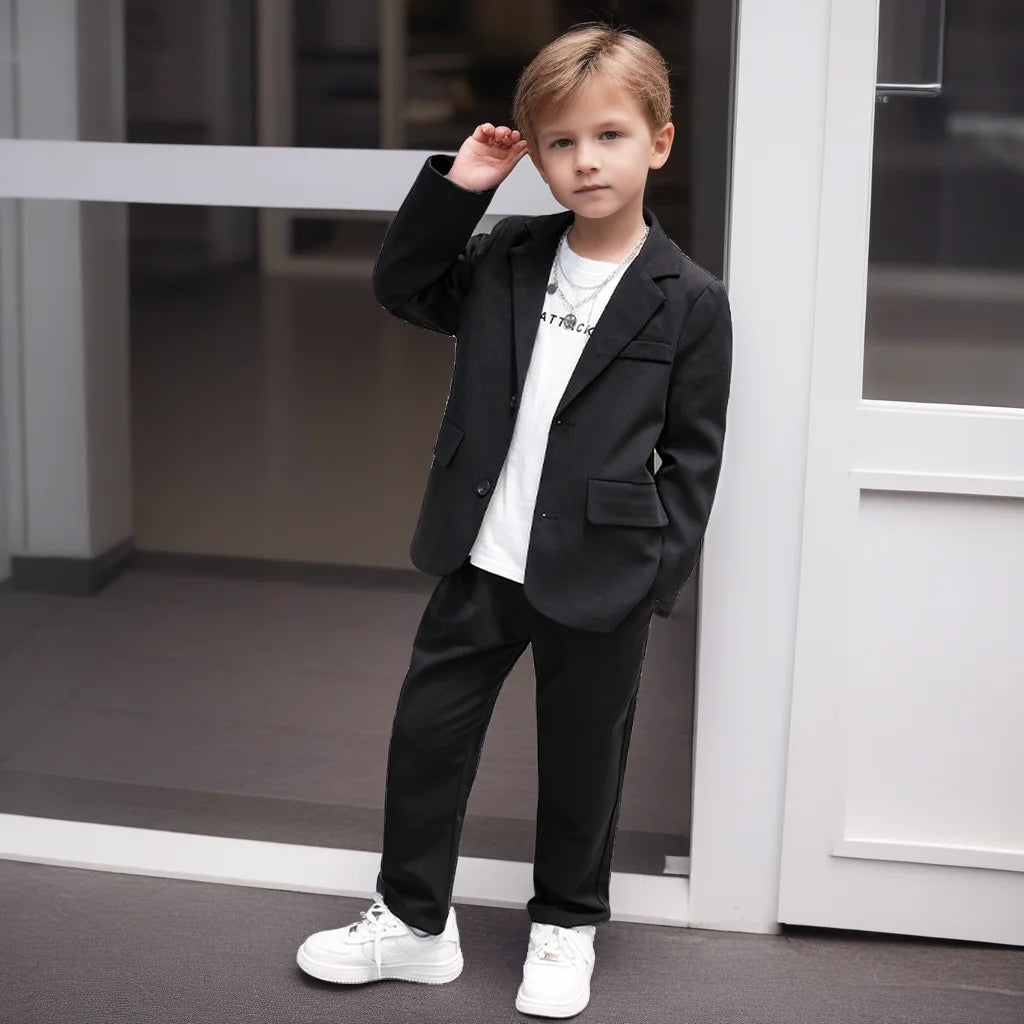 Suits for Boys Spring Autumn Long Sleeve Casual Blazer Jacket Trouser 2pcs School Uniform Teen Kids Clothes Set Children Cosutme