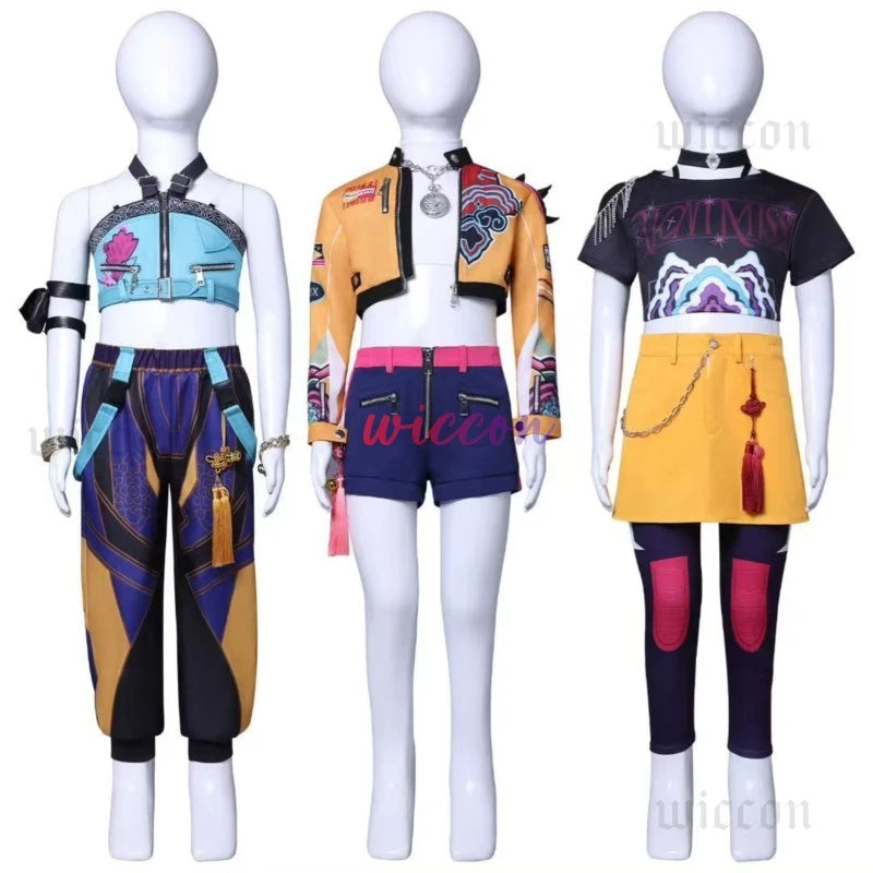 Kids Kpop Demon Hunter Cosplay Mira Rumi Zoey Full Set Halloween Stage Dance Clothes