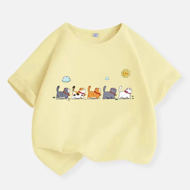 The Cat Family T-shirt for Boys Cotton Kids T Shirt Cartoon Children Casual Clothes Teen Baby Boy Summer Tops 6 8 10 12 Years