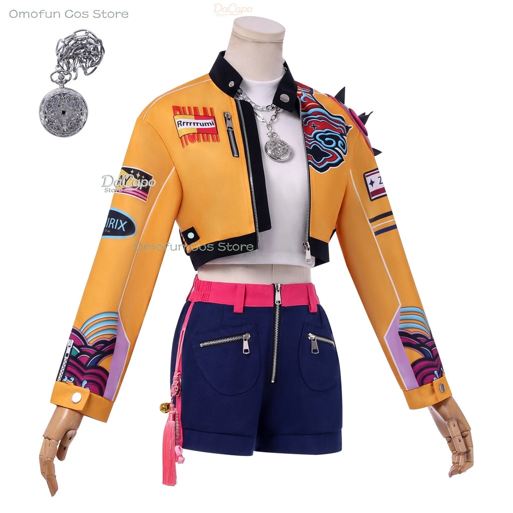 K-Pop Rumi Zoey Cosplay Costume Wig Demon Hunters Huntrix Clothes Halloween Girls Group Idol Roleplay Outfit Women Kids Size