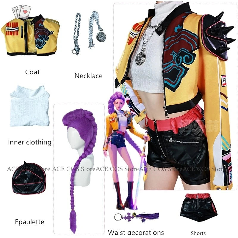 Huntrix K-Pop Mira Rumi Zoey Demon Hunters Stage Cosplay Clothes Costume Wig Halloween Women Girl Group Idol Roleplay Kid Outfit