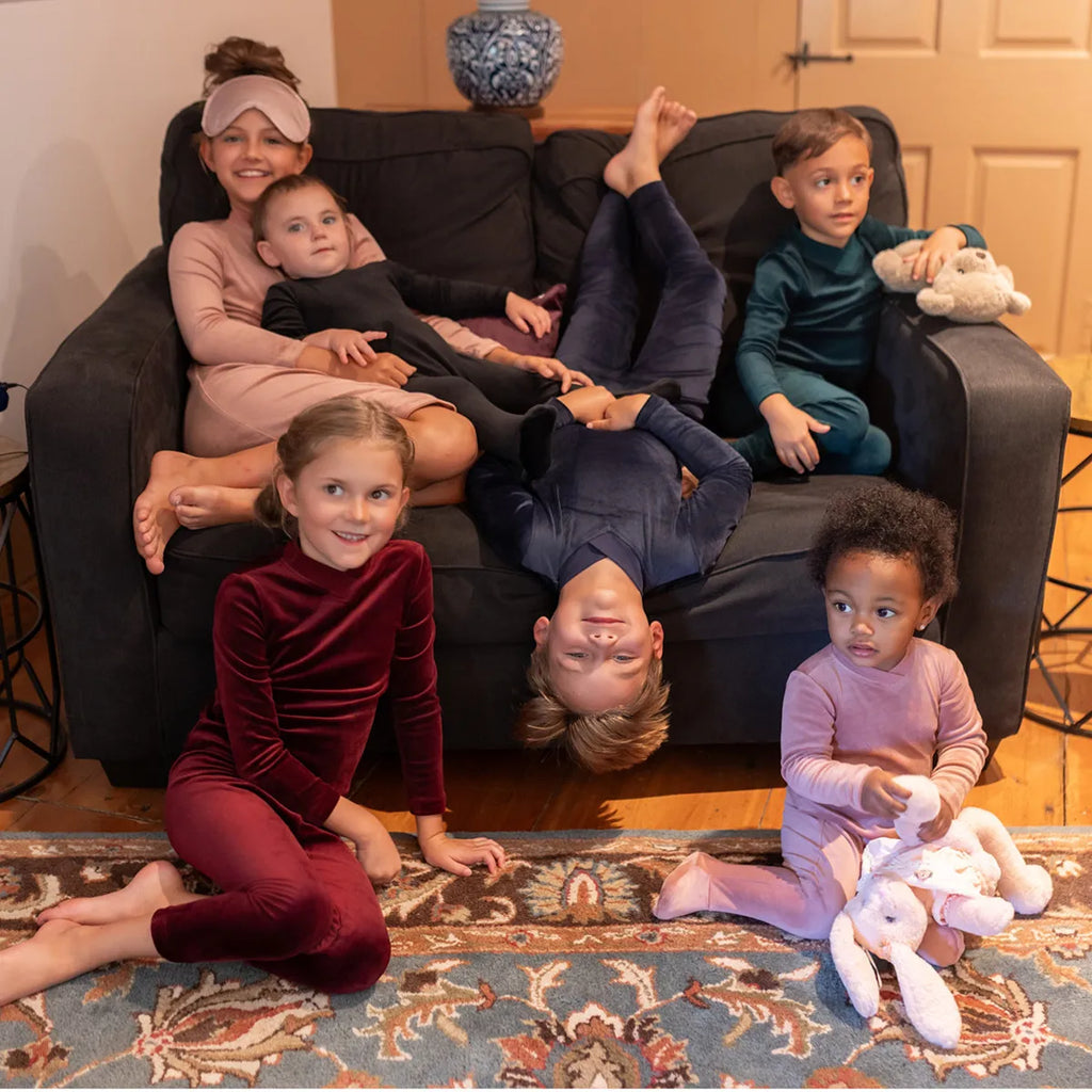 AP 2025 AW Velour lounge wear butter soft pj family matching set dress and romper clothes kids baby teen boys girls clothing