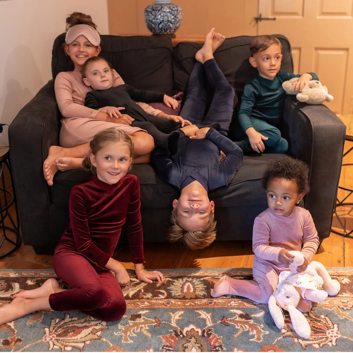 AP 2025 AW Velour lounge wear butter soft pj family matching set dress and romper clothes kids baby teen boys girls clothing