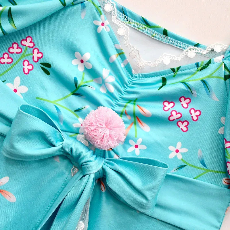 Anime Cosplay Kids Clothes Girls Movie Enchanted 2 Giselle Cosplay Princess Dresses Children Bubble Sleeve Bow Elegant Vest 72th