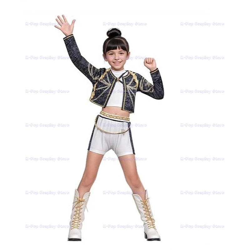 ‌‌‌Anime Kpop Demon Hunter Cosplay Rumi Zoey Mira Cosplay Full Suit Kids Girls Style Kids Stage Performance Clothes Halloween