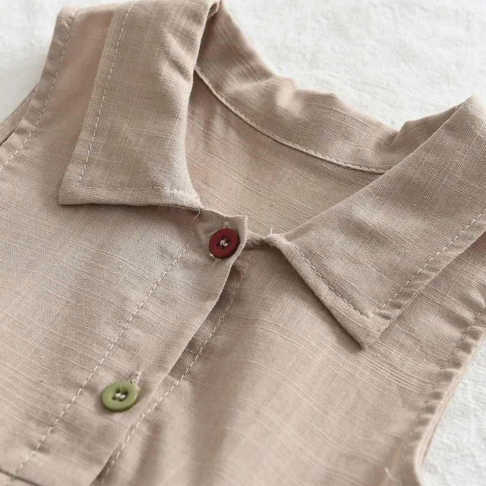 Summer New Solid Baby Girl Dress Cotton Button Kids Dresses Summer Princess Party Dress Toddler Girls Sundress Kids Clothes