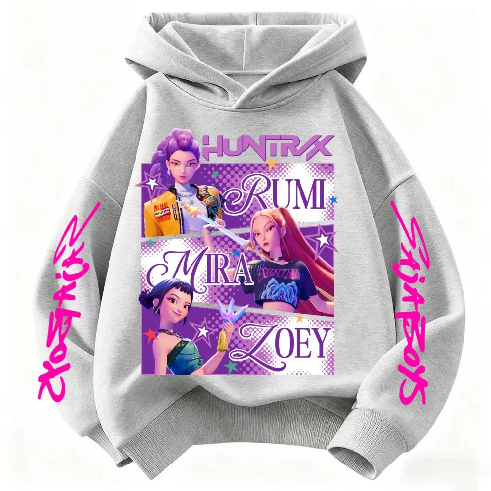 KPop Demon Hunters Huntrix Hoodie Kids Clothes Princess Girls Clothing Fashion Boys Clothes Spring Autumn Sweatshirt Child Tops