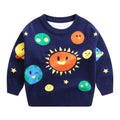Baby Boy Solar System Pattern O-Neck Pullover Sweater