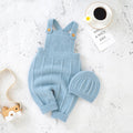 Baby Solid Color Knitted Sling Romper With Hat Sets