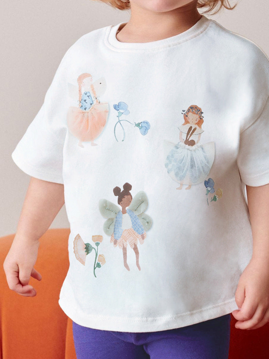 Summer Baby Kids Princess Cartoon Pattern T-shirt and Shorts Clothing
