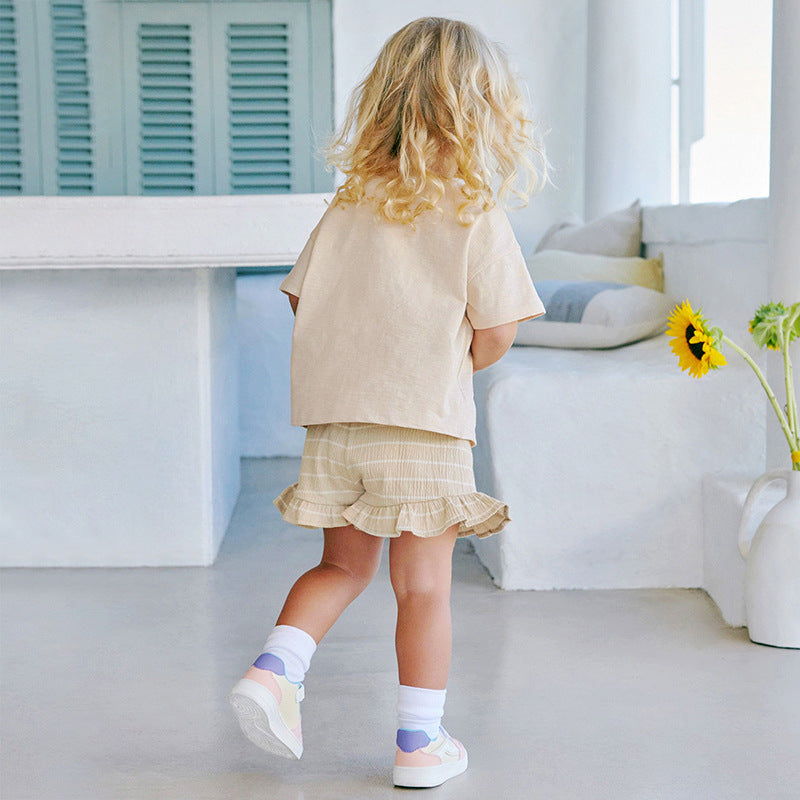 Summer Baby Kids Unicorn Cartoon Pattern T-shirt and Striped Bloomers Clothing Set for Girls