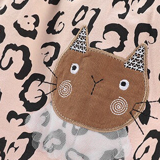 Baby Girl Cat Embroidered Pattern Patchwork Design Dress